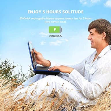 ieGeek 11.5" Portable DVD Player with SD Card/USB Port, 5 Hour Rechargeable Battery, 9.5" Eye-Protective Screen, Support AV-in/Out, Region Free, Blue - Image 3