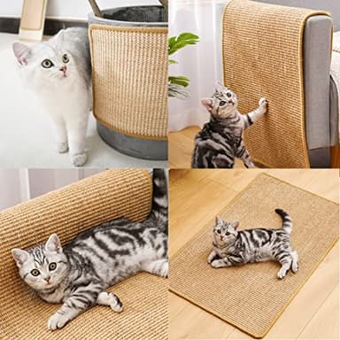 ChicWow Cat Scratch Pad, 23.6 X 15.7In Cat Scratching Pad with Adhesive Hook Tape, Sisal Scratching Pads for Indoor Cats, Stick on Floor Couch as Cat Scratch Furniture Protector, Cat Wall Scratcher - Image 7
