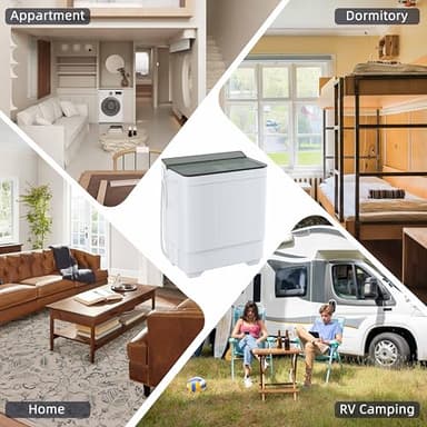 Sustainova Portable Washing Machine Twin Tub 18.7 Lbs Capacity, (14.3 Lbs) and Spinner(4.4 Lbs) Combo Compact Laundry Washer for Home, Apartment, Camping, RVs and Dorms, Black/White - Image 7
