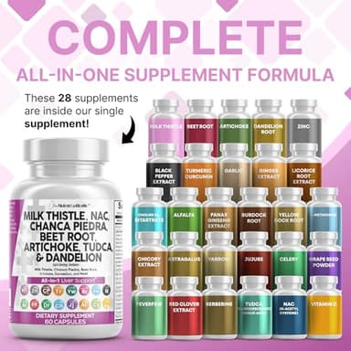 Clean Nutraceuticals Milk Thistle NAC Chanca Piedra Beet Root Artichoke Dandelion Root - Liver Cleanse Detox & Repair Supplement Plus TUDCA Choline & Ginger 60 Count - Image 2