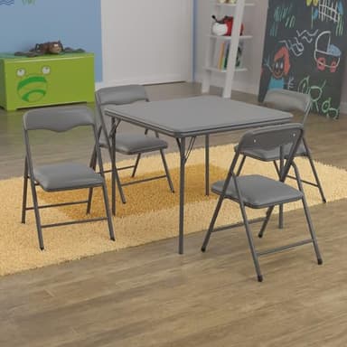 Flash Furniture Mindy Kids 5-Piece Folding Square Table and Chairs Set for Daycare and Classrooms, Children's Activity Table and Chairs Set, Gray - Image 2