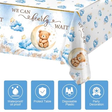 DataMoon We Can Bearly Wait Baby Shower Decorations - Baby Boxes with Letters,Boho Balloons,We Can Bearly Wait Backdrop,Tablecloth for Teddy Bear Baby Shower,Birthday Supplies,Gender Reveal - Image 8