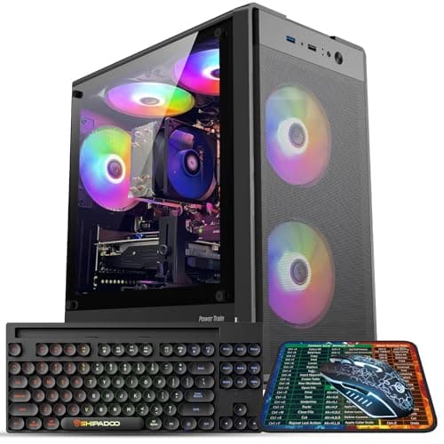 Kroteaup Gaming PC Computer Desktop,AMD Ryzen 5 5500 up to 4.2GHz, Radeon RTX 2060 6G, 16G DDR4, 1TB SSD, WiFi 6, RGB Fan x5, Tower Computers Windows 11 Home