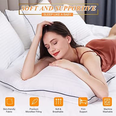 SEMZSOM Bed Pillows for Sleeping, King Size Pillows Set of 2 Cooling Luxury Hotel Quality Pillow with Premium Soft Down Alternative Filling for Back, Stomach or Side Sleepers - Image 3