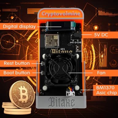 Bitcoins Miner Bitaxe Gamma 601 BM1370 Asic Chip 1.2TH/s Solo Miner 18W Energy Efficiency 2.4G WiFi Home Use BTC Miner Low Noice Crypto Miner Include PSU with Open Source, Updated Software,Orange - Image 4