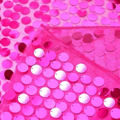 LuoluoHouse Sequin Tablecloth Rectangle Table: 50x106 Inch Payette Fabric Hot Pink Table Cloth for Birthday Parties Birthday Valentine's Day Decorations - Image 2