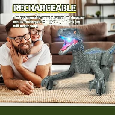J Rootage Remote Control Dinosaur, Realistic Dinosaur Toys for Kids 3-5, 2.4GHZ, Walking,Rechargeable, 3D Eyes, 3 Sound Effects, Demo Function, Jurassic Toys for Christmas, Kids 3+ - Image 6