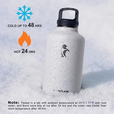Half Gallon Water Bottle Insulated with Straw&3 Lids, Coolflask 64 oz Water Jug Galaxy Large Metal Stainless Steel flask for Gym, Sports and Office, Keep Cold 48H Hot 24H, Arctic White - Image 4