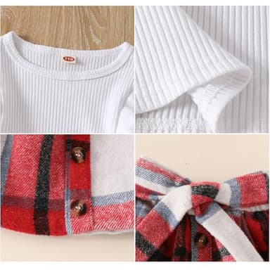 AMAWMW Toddler Baby Girl Christmas Clothes Long Sleeve Ruffle Shirt Buffalo Plaid Skirt Infant Girl Fall Winter A-line Dress - Image 5
