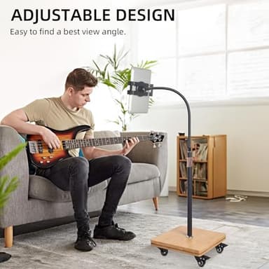 wishacc Tablet Floor Stand for Bed - Gooseneck Tablet Holder Mount with Adjustable Height and 4 Wheels, Compatible with iPad mini Air Pro 12.9/9.7, Galaxy Tab, Kindle, Cell Phones (4.7"-13") - Image 5