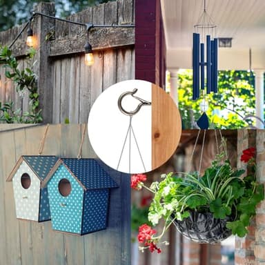 FSAH 35 PCS Screw-in Hooks for Outdoor String Lights, Q Hangers Hooks Outdoor for Outside, Swivel Hanging Basket Patio Light Hooks with Safe Buckle Screw in Planter Eye Hook for Wall Ceiling, Copper - Image 3