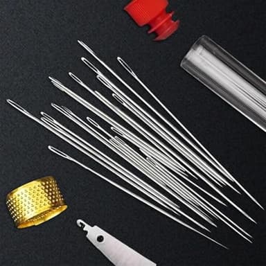 Big Eye Steel Sewing Needles Kit, 37PCS Stainless Steel Sewing Needle Kit, Portable Stainless Steel Needles for Hand Sewing, Embroidery & DIY Crafts, Travel Sewing Kit, Home Mending Kit (34 pcs) - Image 3