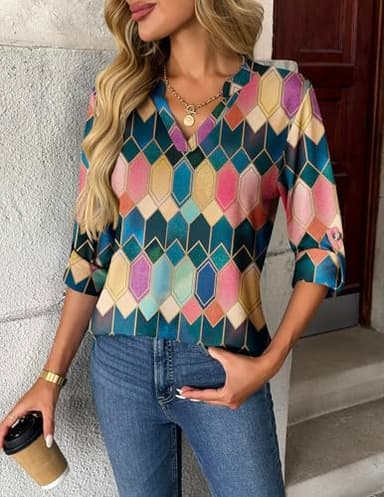 Zeagoo Women Pullover Oversized Sweatshirts Long Sleeve Shirts Loose Fit Plaid Printed Tops - Image 4