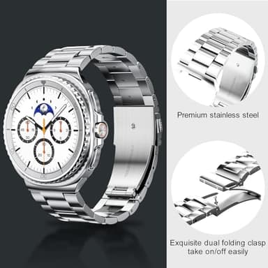 Metal Band Compatible with Samsung Galaxy Watch 8 40mm/44mm/Classic 46mm 2025,No Gap Business Stainless Steel Strap for Galaxy Watch8 Men Women,NOT for Other Models(Silver) - Image 8