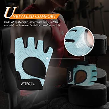 ATERCEL Weight Lifting Gloves Full Palm Protection, Workout Gloves for Gym, Cycling, Exercise, Breathable, Super Lightweight for Men and Women(Aqua, M) - Image 3
