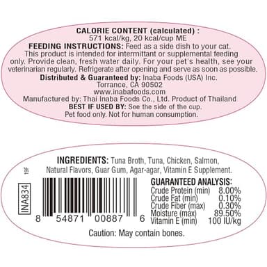 INABA Twins for Cats, Side Dish/Topper Cups, 1.23 Ounces per Serving, 16 Servings, Tuna & Chicken with Salmon Recipe - Image 2