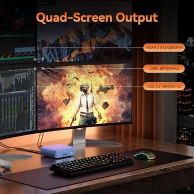 GEEKOM AX8 Pro Mini PC,AMD Ryzen R7-8745HS (8C/16T,up to 4.9GHz) Mini Computers, 32GB DDR5 5600Mhz RAM& 512GB PCIe Gen 4 SSD, Mini Desktop Windows 11 Pro, AMD Radeon 780M /WiFi 6E/BT5.2/2.5G LAN - Image 6