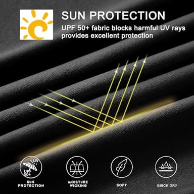 Willit Men's Sun Shirts UPF 50+ Rash Guard Long Sleeve Sun Protection Hoodie SPF UV Fishing Lightweight Athletic Running Black XXL - Image 5