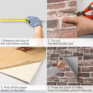40PCS 3D Wall Panels Peel and Stick Faux Brick Wall Panels Self-Adhesive 3D Brick Wallpaper Foam Stone Wall Panel for Bedroom, Kitchen, Home Decor - Image 6