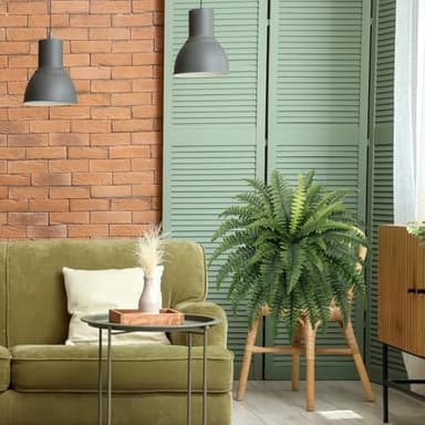 FOREST PRINCE 35" Ferns Artificial Bush Plants Large, 2 Artificial Boston Ferns with 39 Fronds for Outdoors Home Decor - Image 7