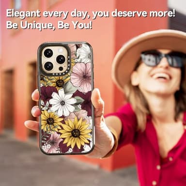 Rosarnnah Compatible for iPhone 16 Pro case Cute - Durable Shockproof 6.6 ft Drop Impact Phone Case - Black Funny Sunflower Design for iPhone 16 Pro 6.3" - Image 6