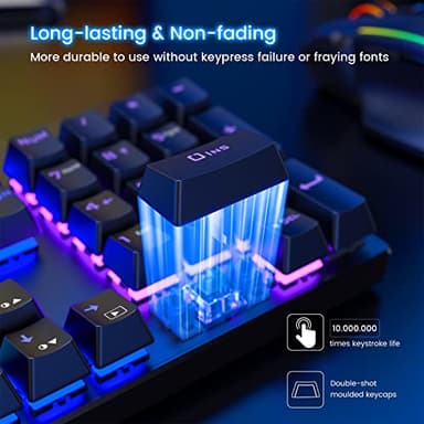 RisoPhy Mechanical Gaming Keyboard, RGB 104 Keys Ultra-Slim LED Backlit USB Wired Keyboard with Blue Switch, Durable Abs Keycaps/Anti-Ghosting/Spill-Resistant Computer Keyboard for PC Mac Xbox Gamer - Image 8