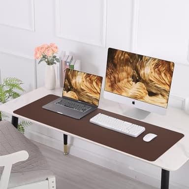 Leather Desk pad Protector, Large Desk mat with Natural Cork & PU Leather,Mouse pad,Non-Slip Office Desk Mat,Waterproof Desk Writing Pad for Office and Home (47in*23.7in,Coffee) - Image 7