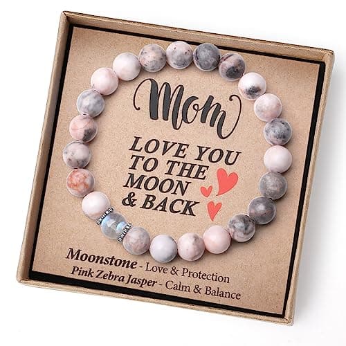 THEMEROL Gifts for Mom Birthday Gifts from Daughter Son Moonstone Bracelet Women Christmas Mothers Day Gifts Great Presents Best Mama Personalized Unique Handmade Valentines Stocking Easter Stuffers - Image 1
