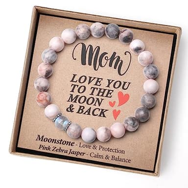 THEMEROL Gifts for Mom Birthday Gifts from Daughter Son Moonstone Bracelet Women Christmas Mothers Day Gifts Great Presents Best Mama Personalized Unique Handmade Valentines Stocking Easter Stuffers - Image 1