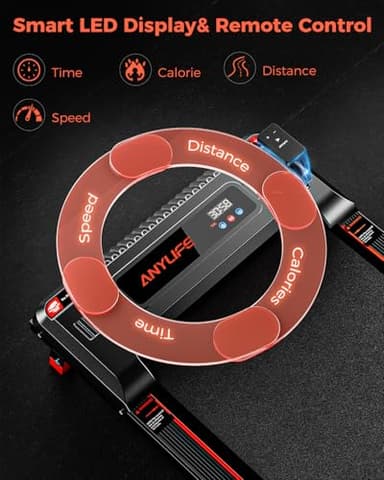 Anylife Treadmill Incline Walking Pads Under Desk 330lb Capacity, 2.5HP Portable Small Running Pad with LED Display for Home, Compact, Remote Control, Black Red - Image 4