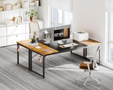 Coleshome 71 Inch Computer Desk, Modern Simple Style Desk for Home Office, Study Student Writing Desk, Vintage and Black - Image 2