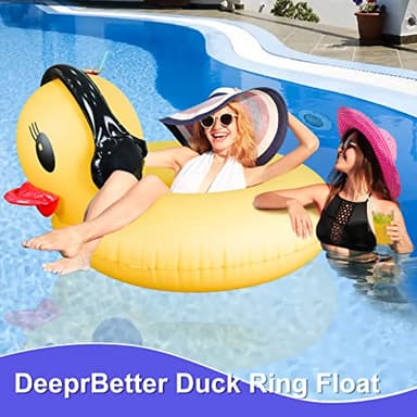DeeprBetter Inflatable Duck Pool Float with Lights, Solar Pool Inflatables Duck Floaties for Adults, 42" Large Animal Swim Tube Ring Pool Float with Fast Valve Summer Beach Pool Lounge 1pk - Image 4