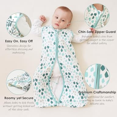 Cute Castle Baby Sleep Sack 18-24 Months - Lightweight 100% Cotton 2-Way Zipper TOG 0.5 Infant Wearable Blanket, Newborn Essentials Toddler Sleep Clothes (3 Pack Green) - Image 3
