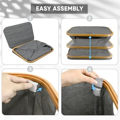 BALEINE Laundry Hamper with Lid, Tall Laundry Baskets with Bamboo Pull Handles, Large Laundry Bin with Internal Support (36 Gal/140L, Blue) - Image 5