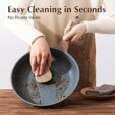 SENSARTE Nonstick Frying Pan Skillet with Lid, Omelet Pan with Cover, Healthy Cooking Chef's Pan, Kitchen Cooking Pan, Free of Intentionally Added PFOA/PFOS (12.5inch + Glass Lid) - Image 8