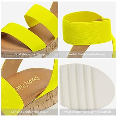 DREAM PAIRS Women's Open Toe Ankle Strap Casual Flatform Platform Wedges Sandals,Size 8.5,Neon/Lime,Reed-1 - Image 3