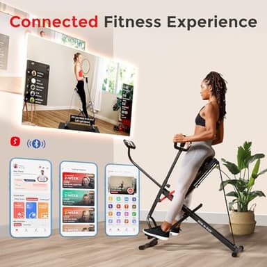 Sunny Health & Fitness Smart Upright Row-N-Ride Exerciser, Squat Assist Trainer for Glutes Workout with Adjustable Resistance, Easy Setup & Foldable, Glute & Leg Exercise Machine- NO. 077SMART - Image 5