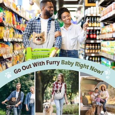 Pawaboo Small Dog Sling Carrier, Reversible Hands Free Dog Sling Carrier for Small Dogs and Cats, Puppy Sling Carrier with Adjustable Strap Buckle & Safety Harness, Puppy Essentials, Grey - Image 7
