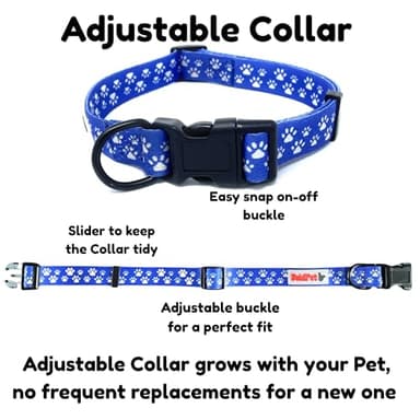 BOLDPET Dog Collar and Leash Set - Durable Polyester Material -Adjustable Collar-Safe Metal Buckle-Cute Pawprints Design Dog Leash and Collar Set for Small, Medium and Large Dogs - Image 2