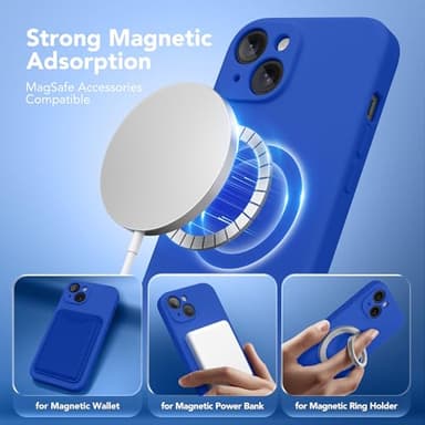 SuydanBox Magnetic for iPhone 15 Case, Compatible with MagSafe, [Screen Protector + Full Camera Protection], Silicone Shockproof Anti-Scratch Protective Phone Case for iPhone 15 6.1", Klein Blue - Image 2
