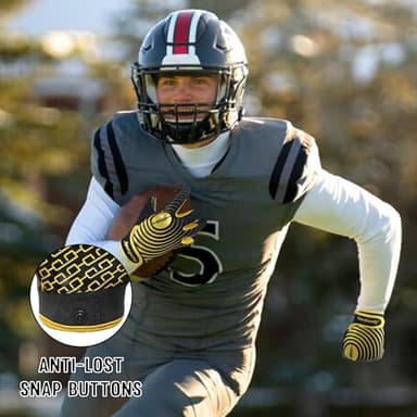 AIGEVTURE Mens Football Gloves Wide Receiver Youth Sticky Mens Receiving Gloves Best Gifts Black and Gold Medium - Image 3