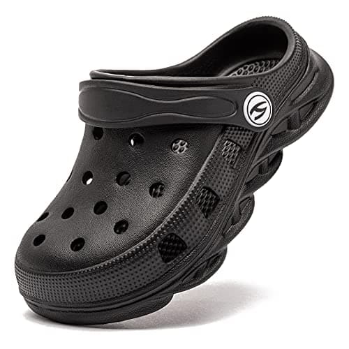 HOBIBEAR Boys and Girls Classic Graphic Toddler Garden Clogs Slip on Water Shoes (Black-Size 8 Toddler) - Image 1