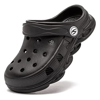 HOBIBEAR Boys and Girls Classic Graphic Toddler Garden Clogs Slip on Water Shoes (Black-Size 8 Toddler) - Image 1