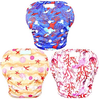 Wegreeco Baby & Toddler Snap One Size Adjustable Reusable Baby Swim Diaper (Coral, Small, 3 Pack) - Image 1