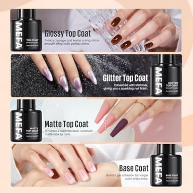 MEFA 60 Pcs Gel Nail Polish Kit with U V Light, 32 Colors All Seasons Nude Gel Nail Polish Set with Base and Matte/Glossy Glitter Top Coat Nail Art DIY Decorations Manicure Tools Gifts for Women - Image 6