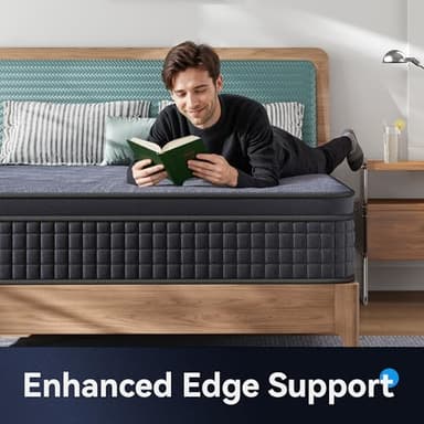 Susalt Queen Mattress, 12 Inch Hybrid Mattress in a Box, Gel Memory Foam, Medium Firm, Edge Support, Motion Isolation, Pressure Relief, Zoned Support Spring, CertiPUR-US Certified, Black & Gray - Image 8