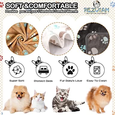 Rezutan Small Dog Blankets 3 Pack for Pet Cat Soft Fuzzy Washable Puppy Blankets, Reversible Paw Print Suitable for Dog Kennels & Beds Sofas Gifts Puppy Essentials, 23x16 inch - Image 2