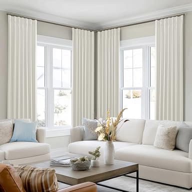Cream Linen Pinch Pleated Blackout Curtains 84 Inch Long for Bedroom - Farmhouse Style Black Out Living Room Drapes 84 Inch Length 2 Panels Set - Image 8
