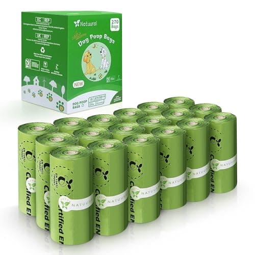 Certified Compostable Dog Poop Bags-270Bags 18Rolls, Poop Bags for Dogs Made of Cornstarch - ASTM D6400 By USA, Unscented, Suitable for Large |Small Dogs (Green) - Image 1