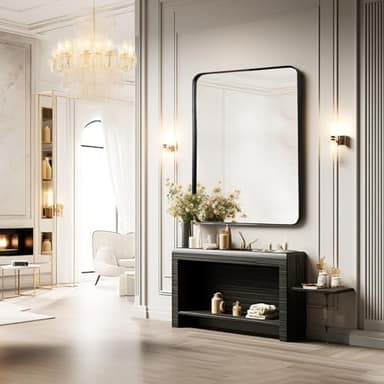Fabuday Large Black Bathroom Mirror 40x30 Inch - Rectangular Framed Mirrors for Wall, Black Metal Mirror Wall Mounted for Bathroom, Farmhouse, Living Room, Hangs Vertically or Horizontally - Image 6